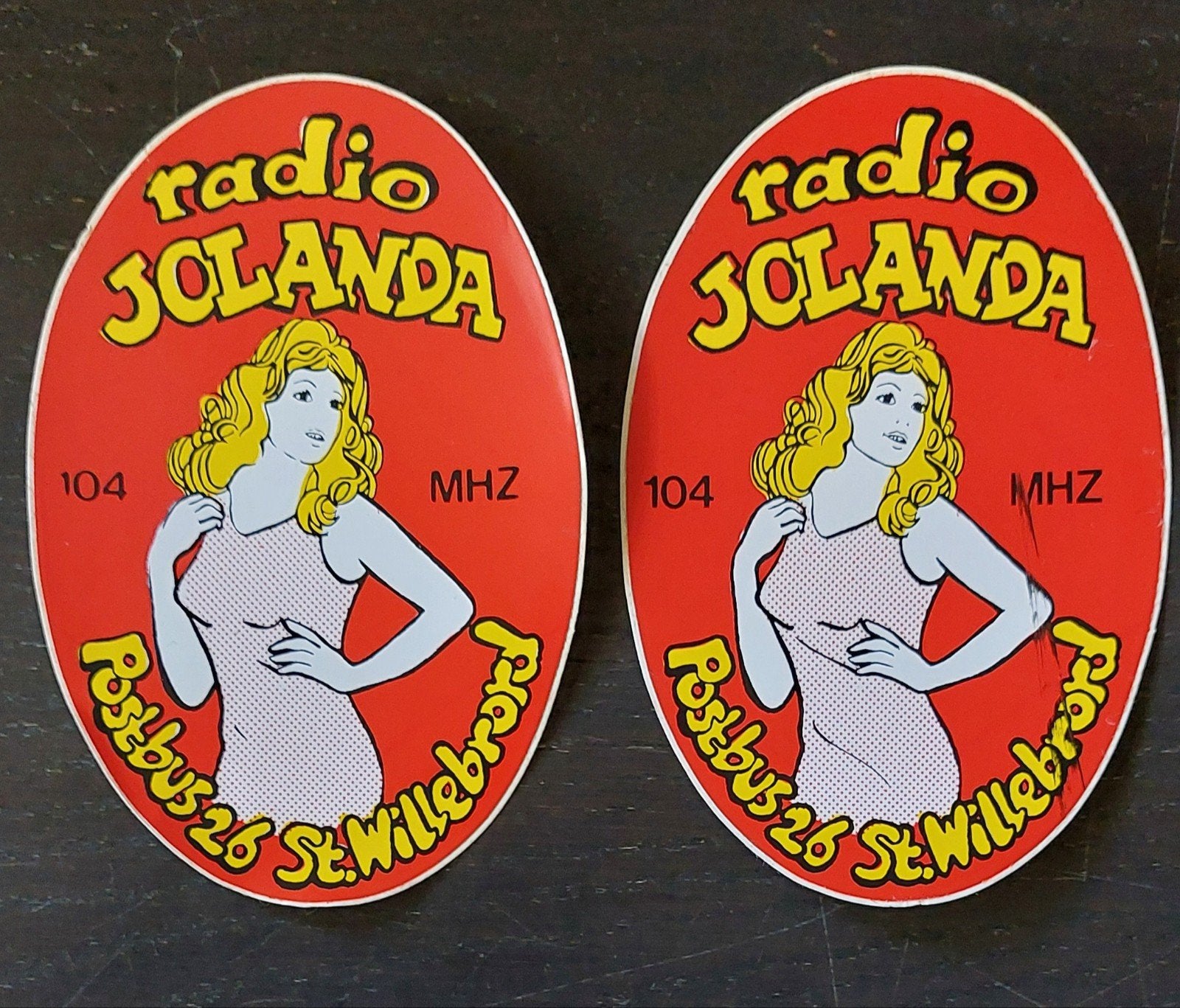 2 stickers Jolanda St Willibrord Zendamateur piratenzender, Ophalen of Verzenden