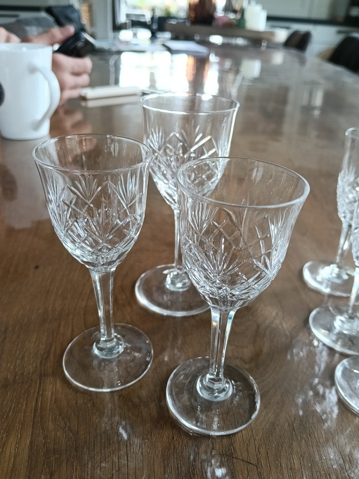 Set van 3 kristallen likeurglazen met geslepen patroon, Ophalen of Verzenden