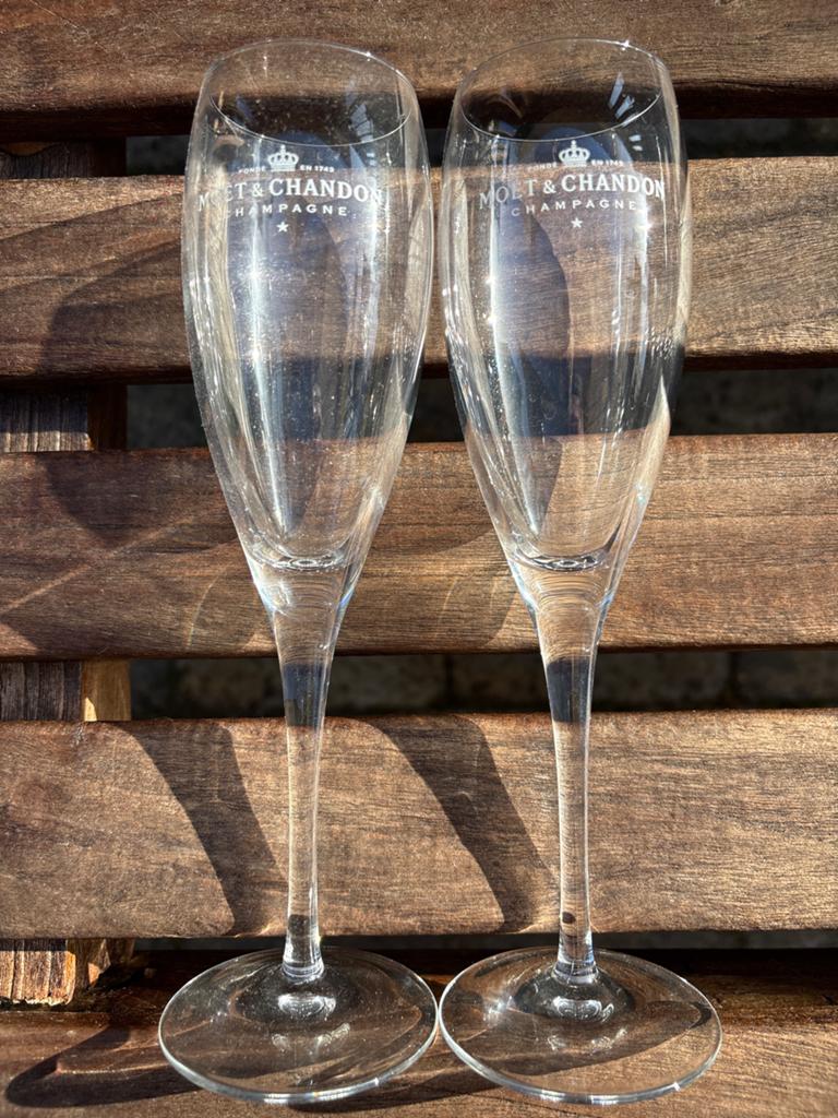 Moët & Chandon Champagne Glazen - Set van 2, Ophalen of Verzenden, Zo goed als nieuw