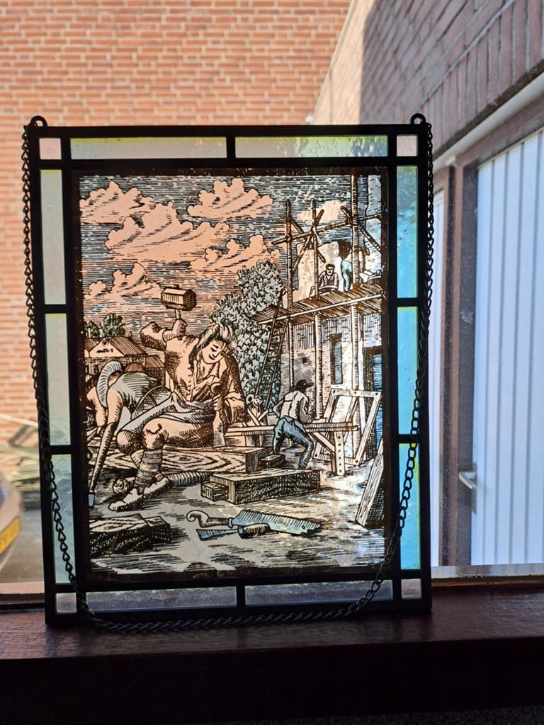 Vintage raamhanger timmerman, Meerkleurig, Overige stijlen, Ophalen of Verzenden, Zo goed als nieuw