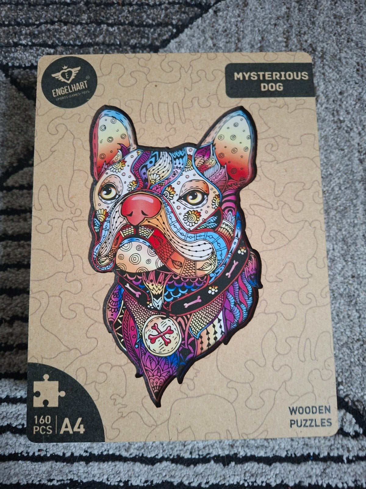 Houten Puzzel 'Mysterious Dog' - Engelhart (160 stukjes), Ophalen of Verzenden, Minder dan 500 stukjes, Zo goed als nieuw, Legpuzzel