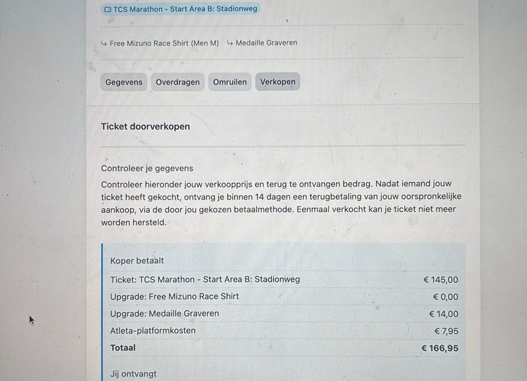 TCS Amsterdam Marathon ticket, Ophalen, Nieuw, Overige typen, Overige merken