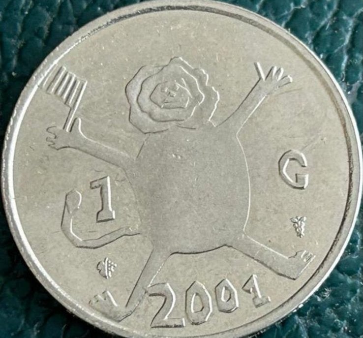 1 Gulden 2001 Loeki de Leeuw - Beatrix, Ophalen of Verzenden, Losse munt
