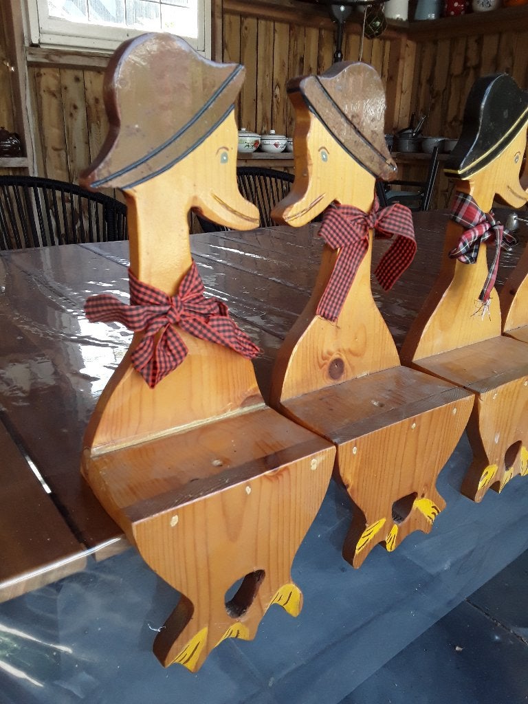 vintage houten ganzen. houten vensterbank decoratie, Ophalen of Verzenden