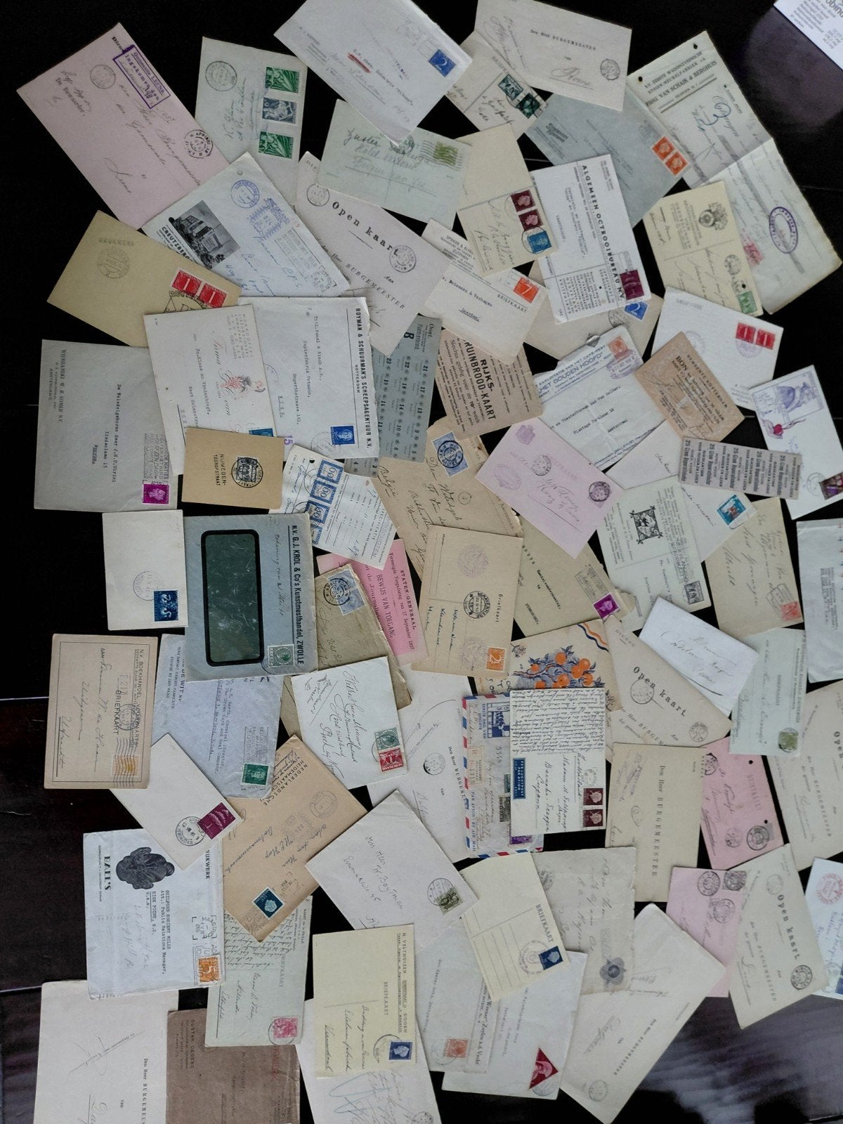 70x poststukken en voedselbonnen, Postzegels en Munten, Ophalen of Verzenden, Envelop