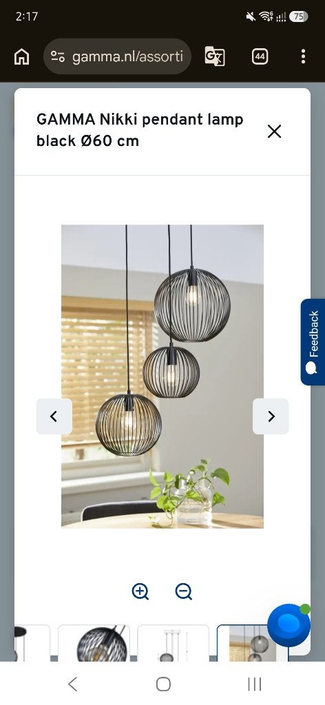 Never used GAMMA Nikki pendant lamp black Ø60 cm, Ophalen, Nieuw, E27 (groot)