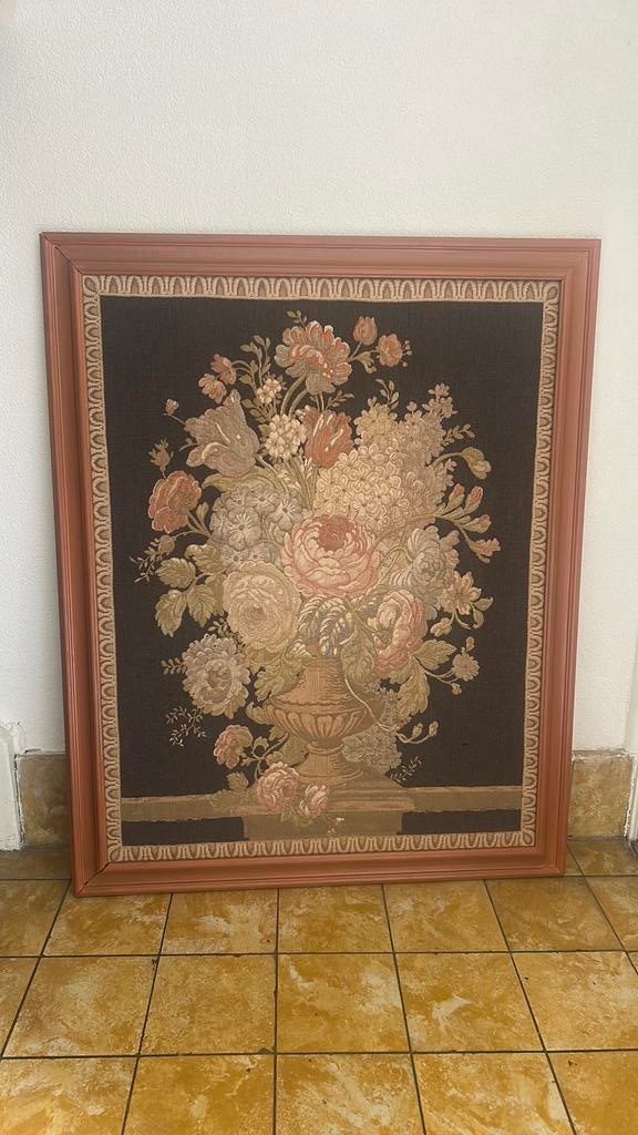 Schilderij met geborduurde bloemen, Ophalen, Minder dan 50 cm, Gebruikt, 50 tot 75 cm