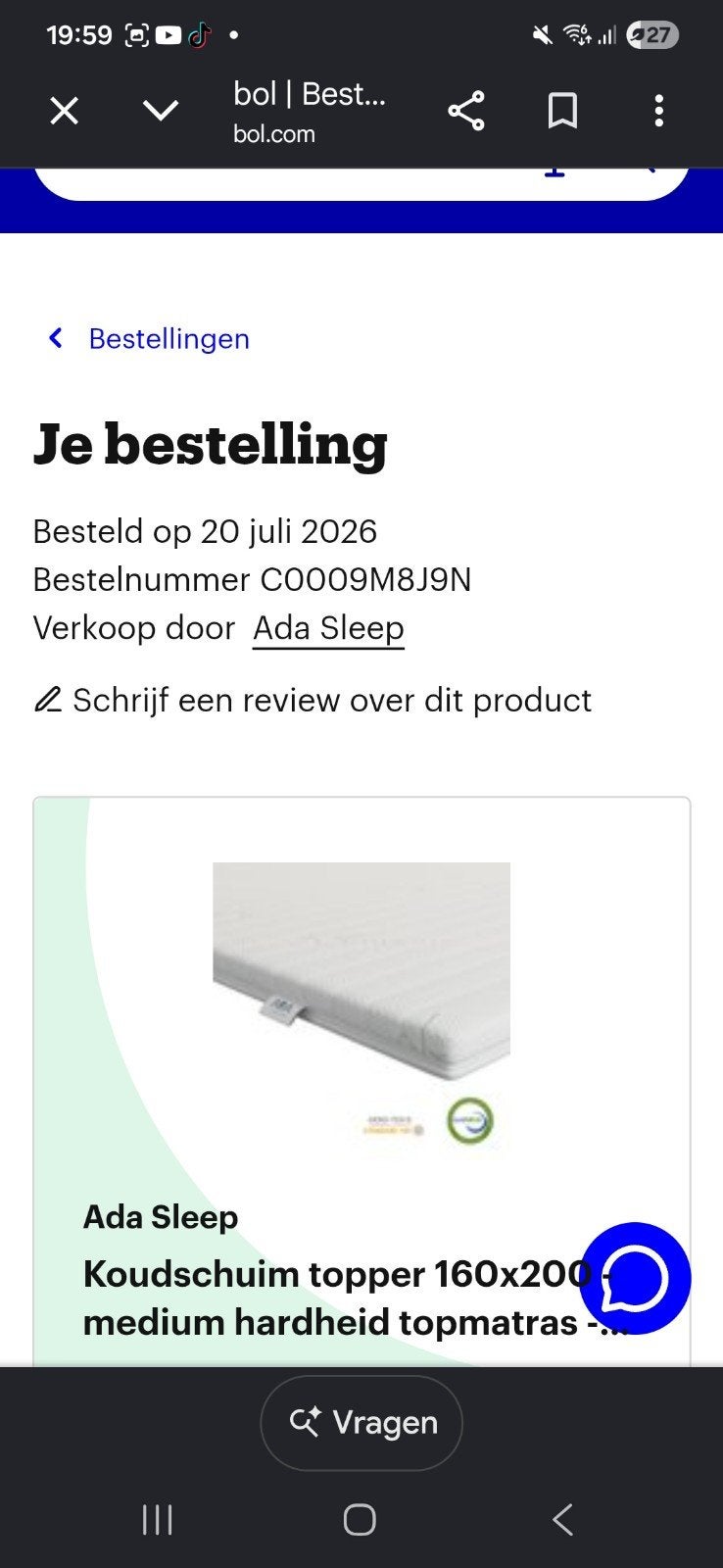 matras topper medium 160x200 cm NIEUW!, Huis en Inrichting, Slaapkamer | Matrassen en Bedbodems, Ophalen of Verzenden, 200 cm