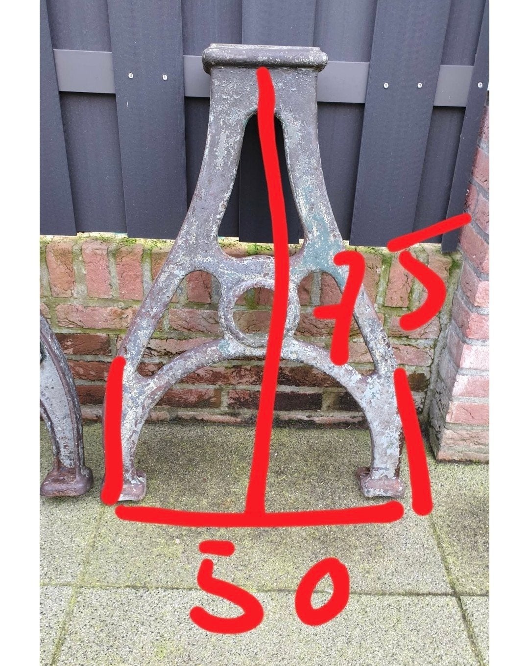 Set antieke gietijzeren machinepoten – UNIEKE HOOGTE (75 cm), Ophalen, Tafelpoot, Gebruikt, 50 tot 100 cm