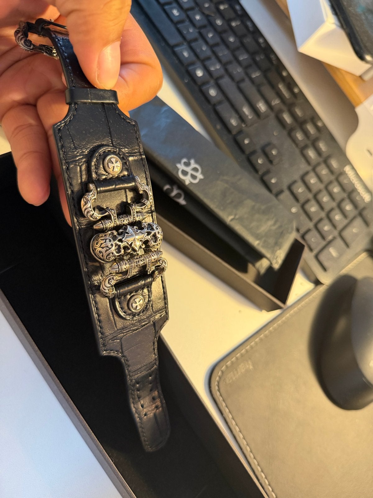 Saint Bones Vienna Inquisitor Black Cuff Bracelet, Sieraden, Tassen en Uiterlijk, Armbanden, Ophalen of Verzenden, Zo goed als nieuw
