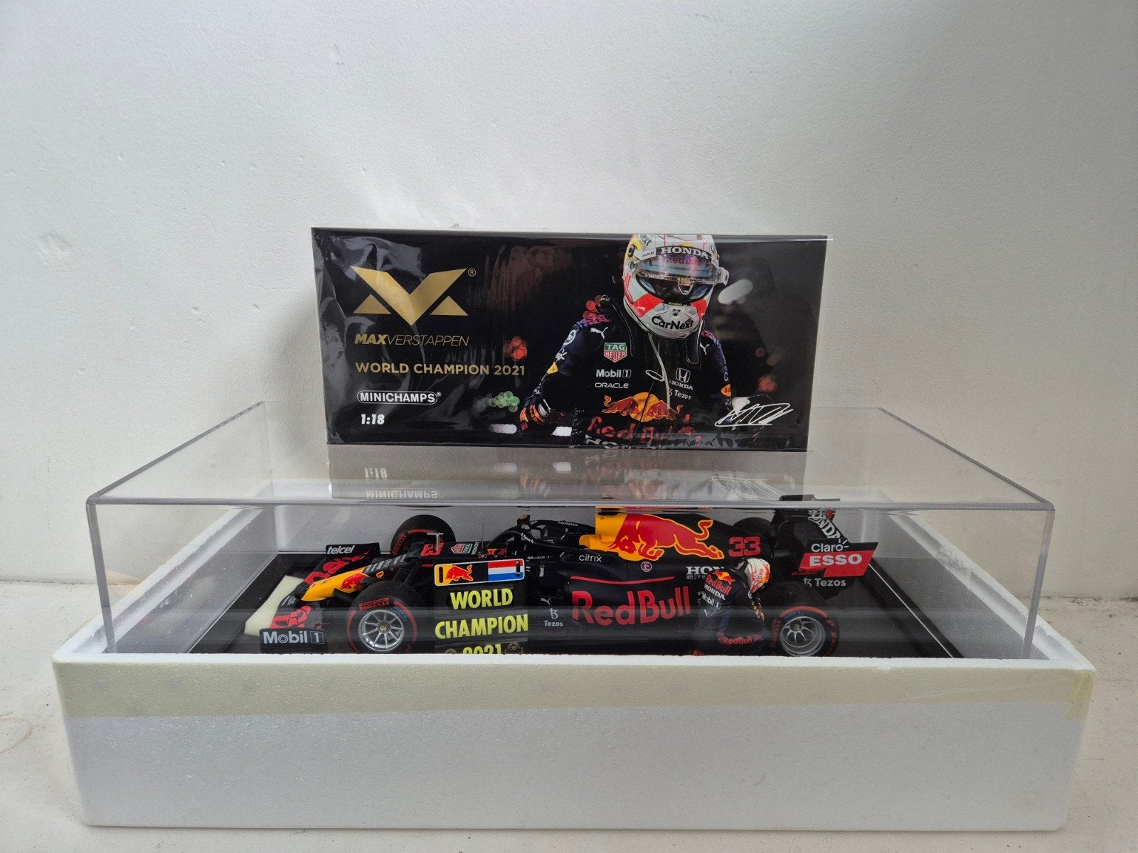 max verstappen 1:18 & 1:12 world champion abu dhabi 2021  f1, Ophalen, Nieuw, Formule 1
