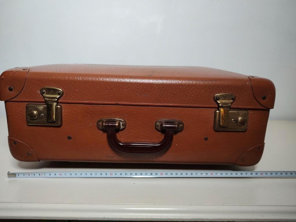 K568 VINTAGE jaren 40/50 kleine koffer van geperst karton, Sieraden, Tassen en Uiterlijk, Koffers, Overige materialen, Gebruikt