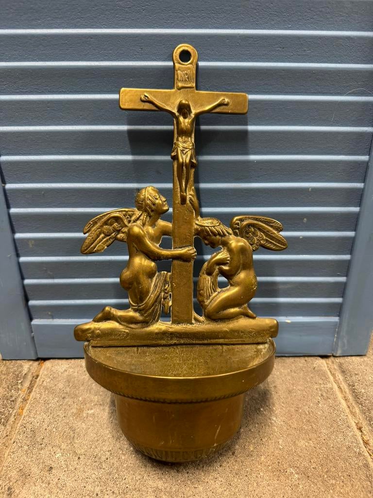 Oude koperen wijwaterbak, Antiek en Kunst, Antiek | Religie, Ophalen of Verzenden