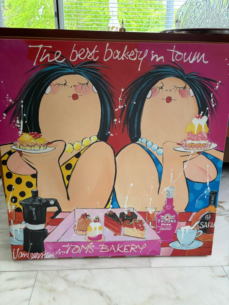Leuk schilderij 'The best bakery in town', Antiek en Kunst, Kunst | Schilderijen | Klassiek, Ophalen