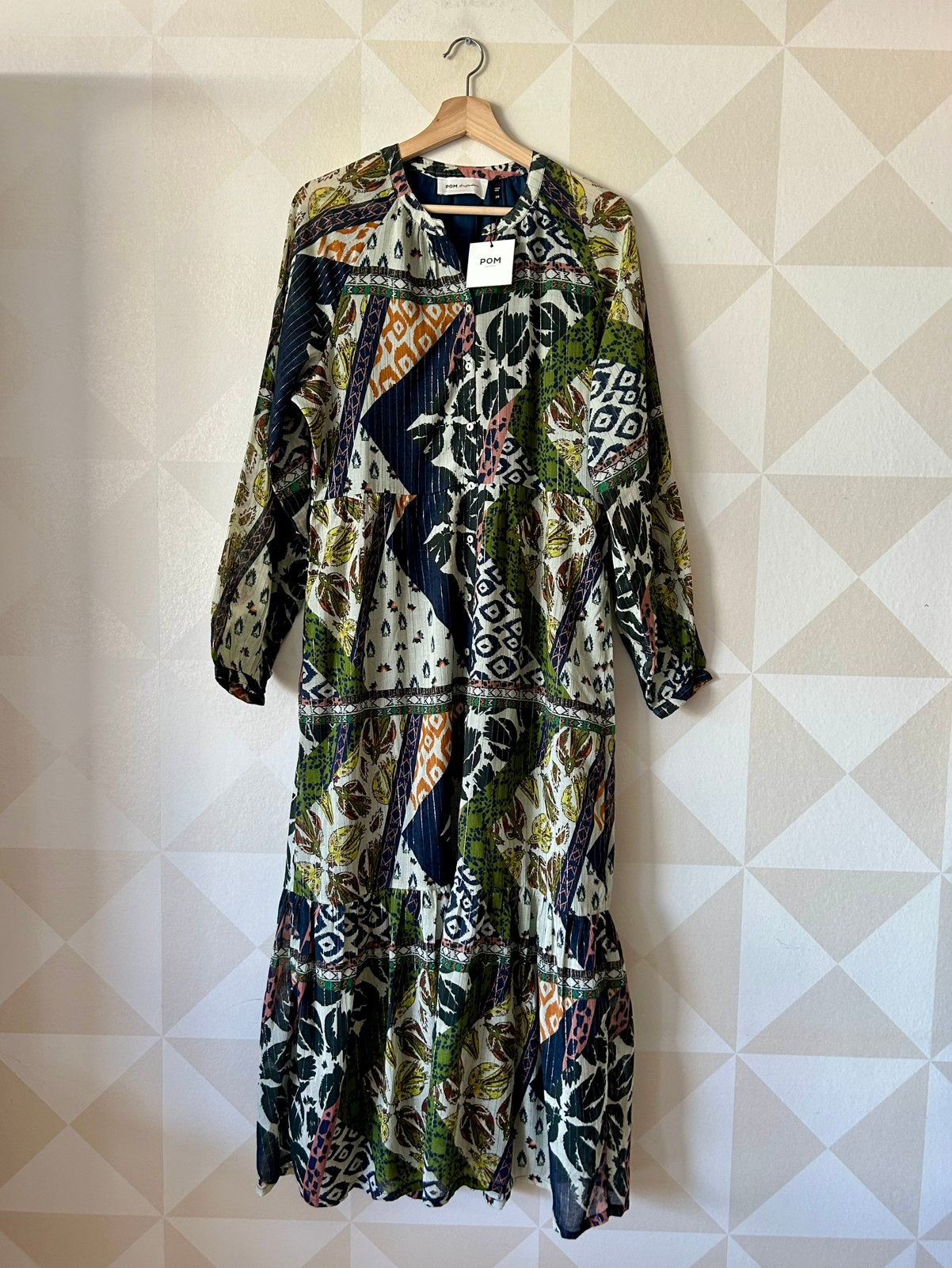 Pom Amsterdam maxi jurk beige boho tribal M/38 NIEUW, Maat 38/40 (M), Nieuw, Ophalen of Verzenden, Pom Amsterdam