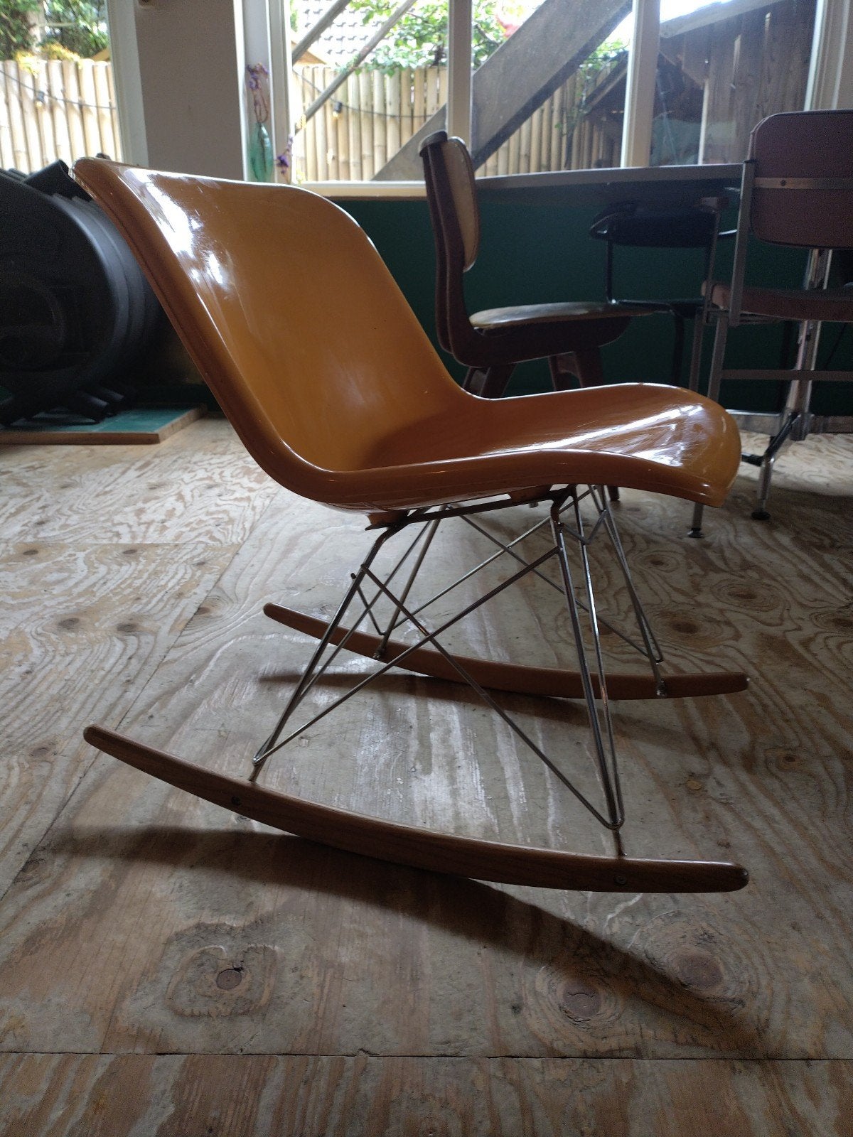 Vintage Eames Style Schommelstoel - Oranje, Ophalen of Verzenden