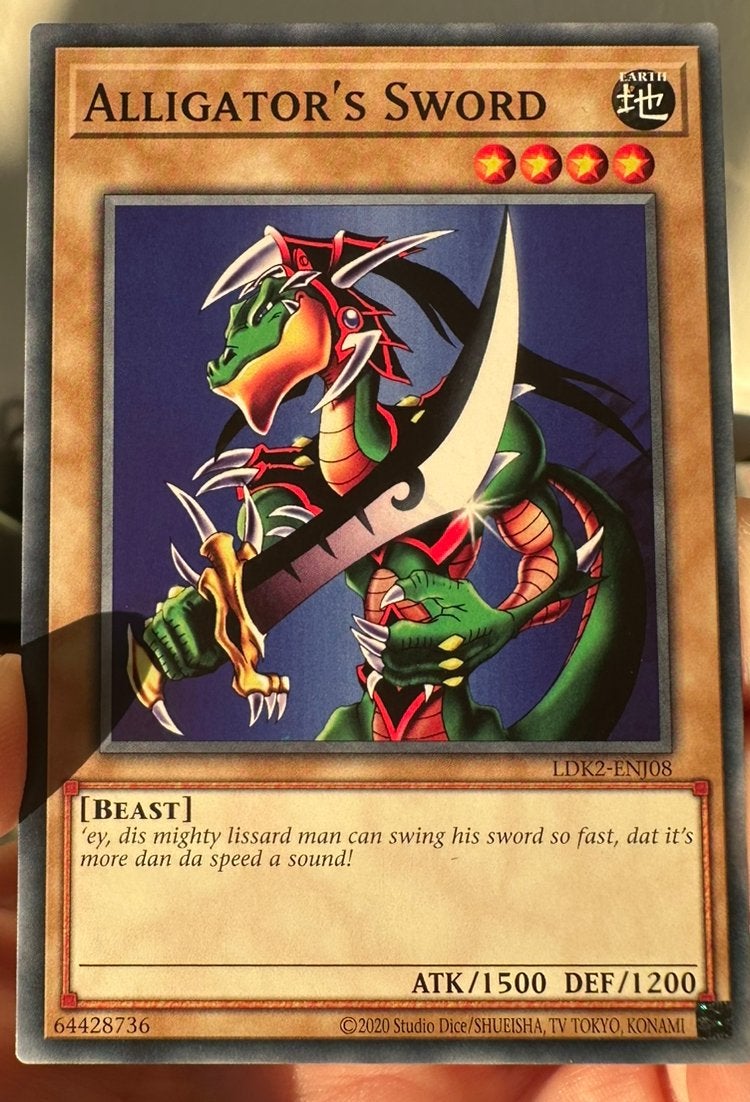 Yu-Gi-Oh! Alligator’s Sword Legendary Print !, Hobby en Vrije tijd, Ophalen of Verzenden, Zo goed als nieuw, Losse kaart