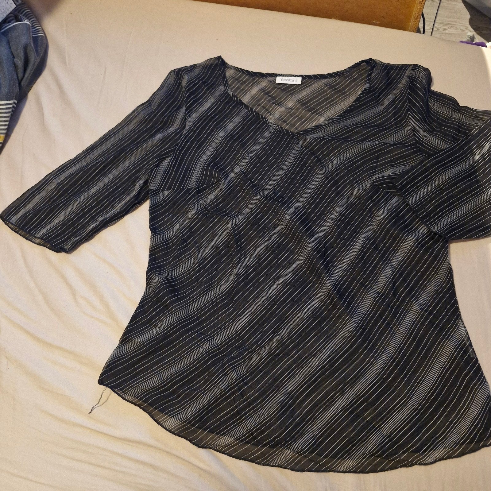 Yessica Blouse Zwart/Wit Streep L/XL - Zo goed als nieuw, Kleding | Dames, Maat 42/44 (L), Nieuw, Ophalen of Verzenden, Yessica