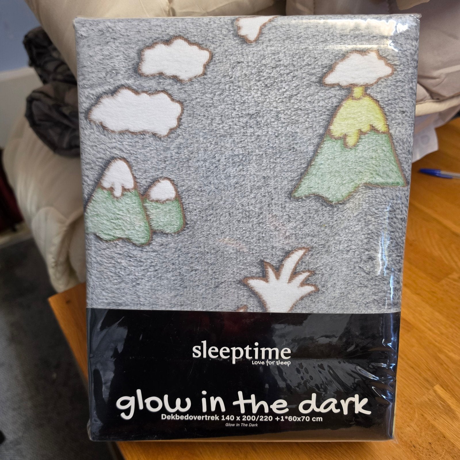 Sleeptime Glow in the Dark Dekbedovertrek Dinosaurus Grijs, Eenpersoons, Meerkleurig, Dekbedovertrek, Nieuw