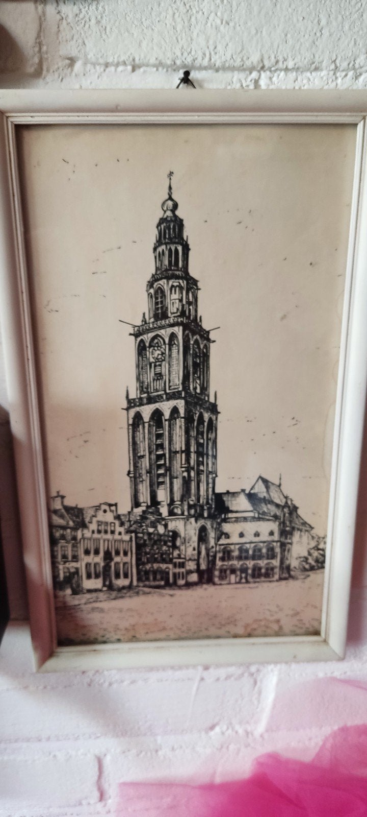 Klein schilderijtje martinitoren, Antiek en Kunst, Kunst | Tekeningen en Foto's, Ophalen of Verzenden