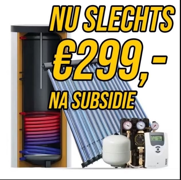 Zonneboiler 300 liter - Slechts € 299.00 na subsidie, Ophalen, 100 liter of meer, Nieuw, Boiler