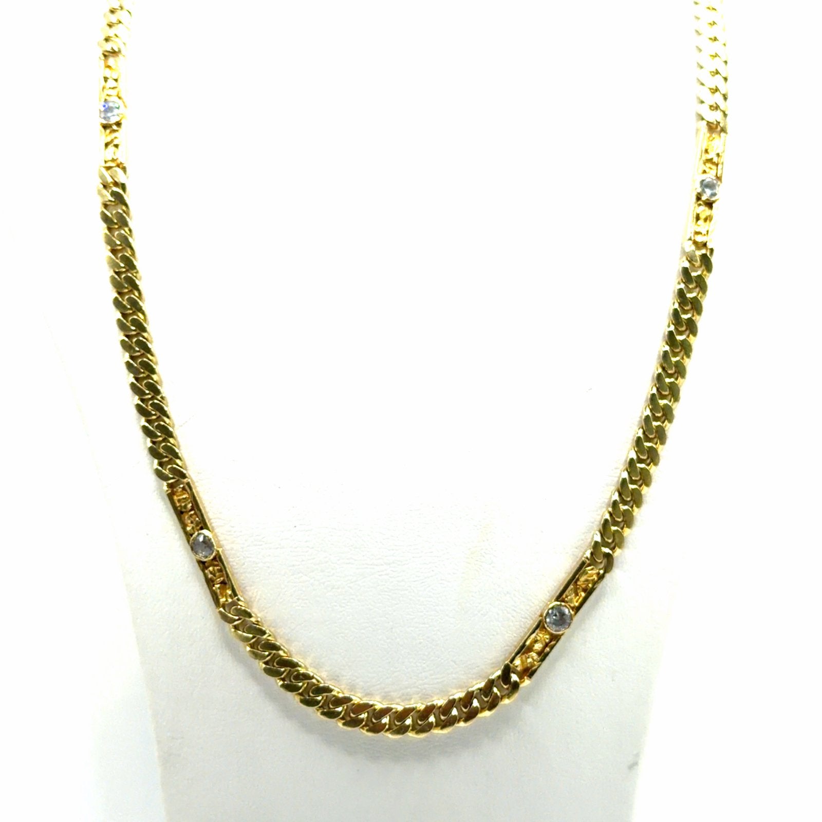 Gouden ketting met zirkonia steentjes 18 karaat, Sieraden, Tassen en Uiterlijk, Kettingen, Met kristal, W, Ophalen of Verzenden