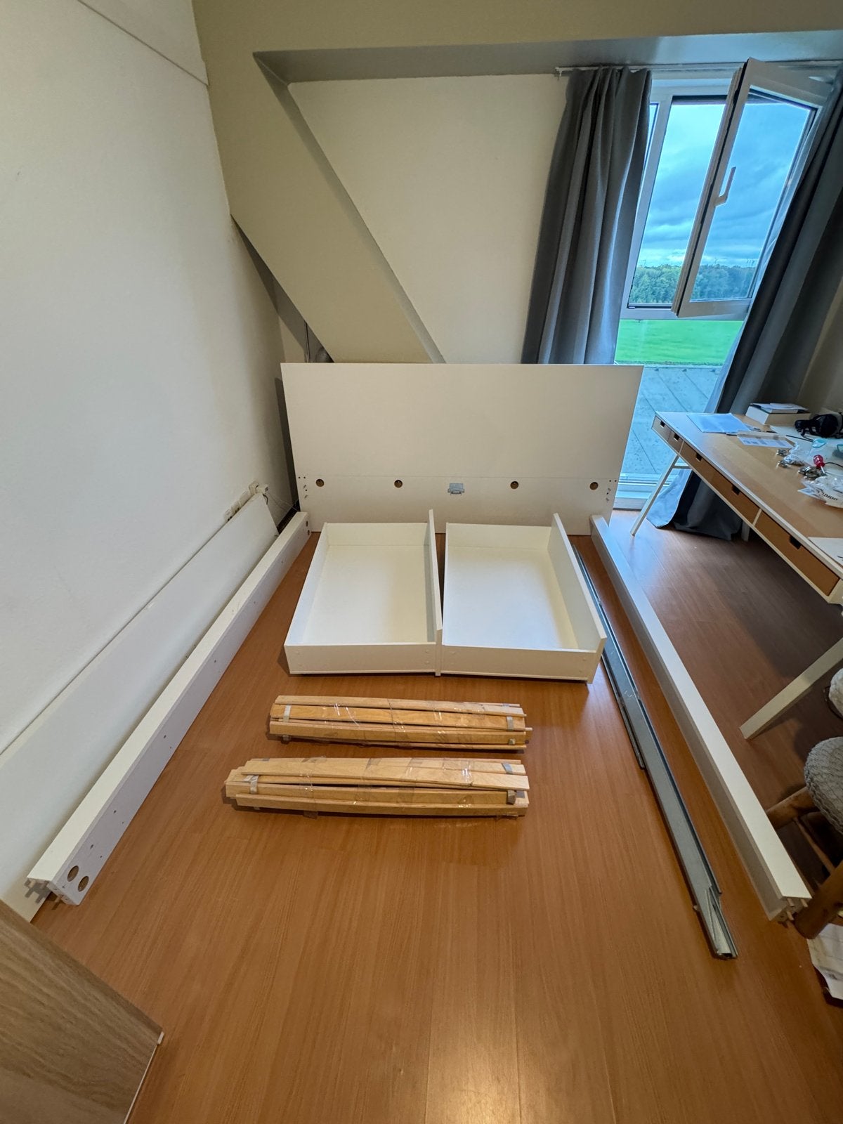 Ikea Malm bed 180x200 met lades, Ophalen, Gebruikt, Wit, Tweepersoons