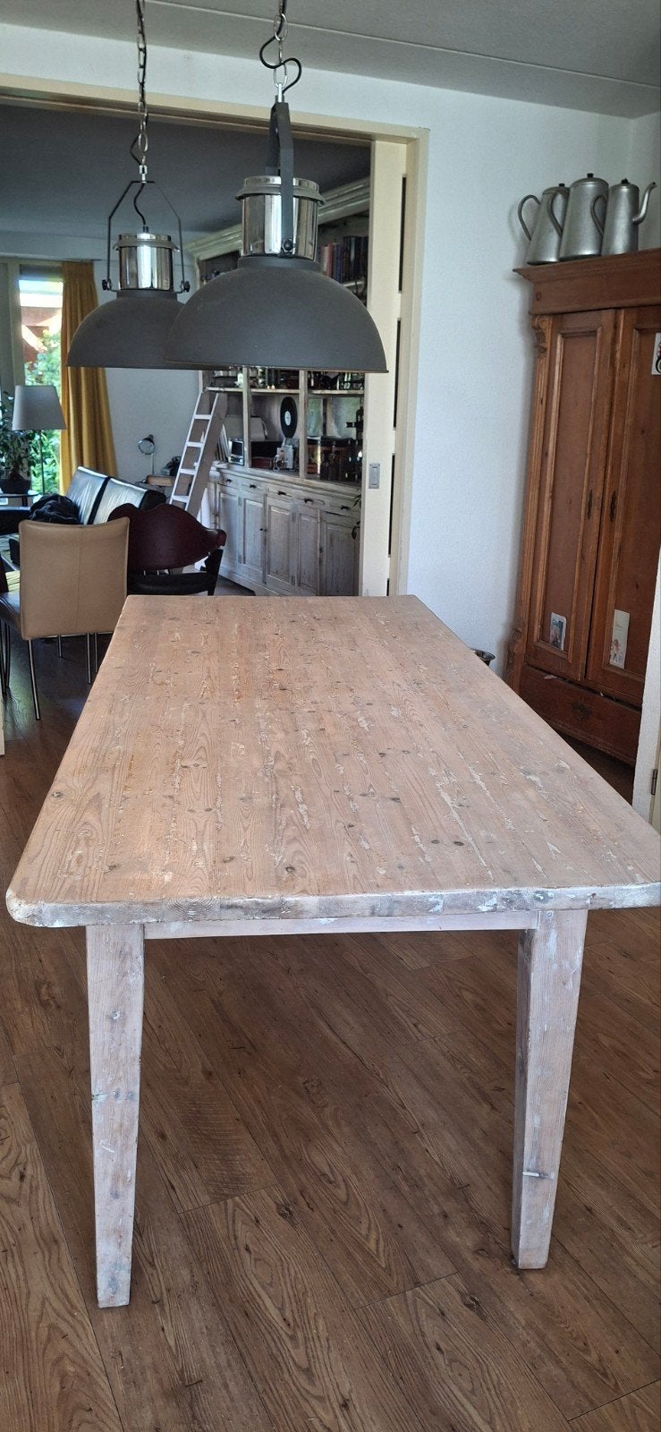 Robuuste houten eettafel - Landelijke stijl, Huis en Inrichting, Ophalen, Gebruikt, 50 tot 100 cm, Landelijke stijl