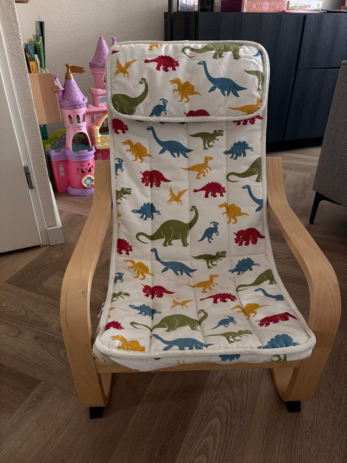 Poang kinderstoel met dinosaurusprint hoes, Kinderen en Baby's, Ophalen, Gebruikt