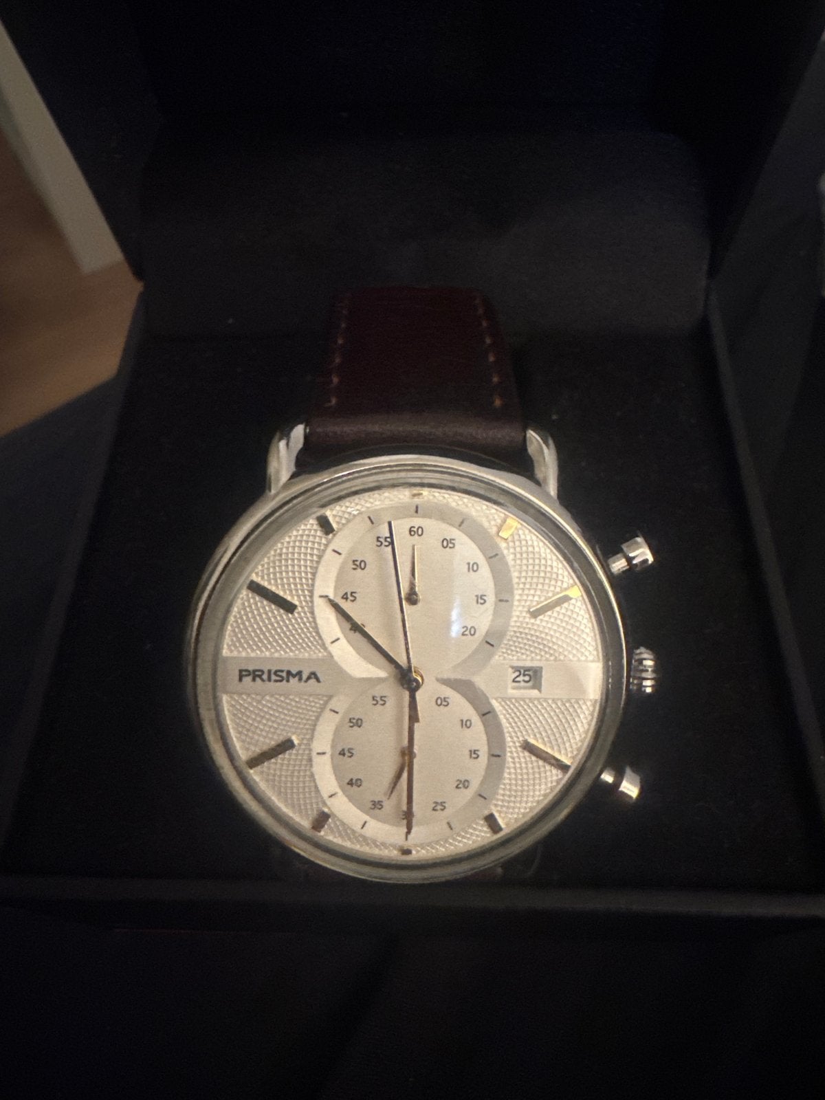 Prisma Herenhorloge met Leren Bandje, Sieraden, Tassen en Uiterlijk, Horloges | Heren, Overige merken, Leer, Staal, Polshorloge