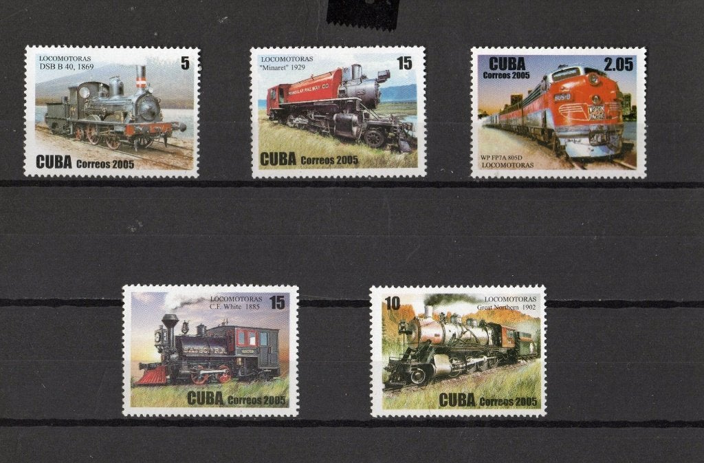 Treinpostzegel Cuba 2005 4712/4716, Ophalen of Verzenden, Postfris, Treinen