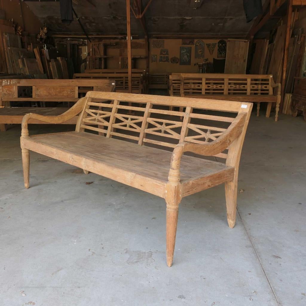 Stationsbank RQ25 teak bank landelijk tuin terras Ibiza hout, Ophalen of Verzenden