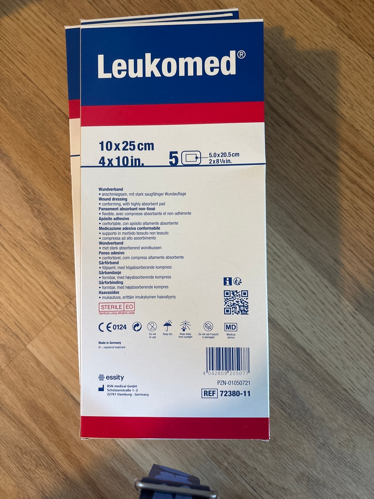 Leukomed pleisters 10x25 cm steriel verpakt 5 pakken van 5, Ophalen of Verzenden, Nieuw