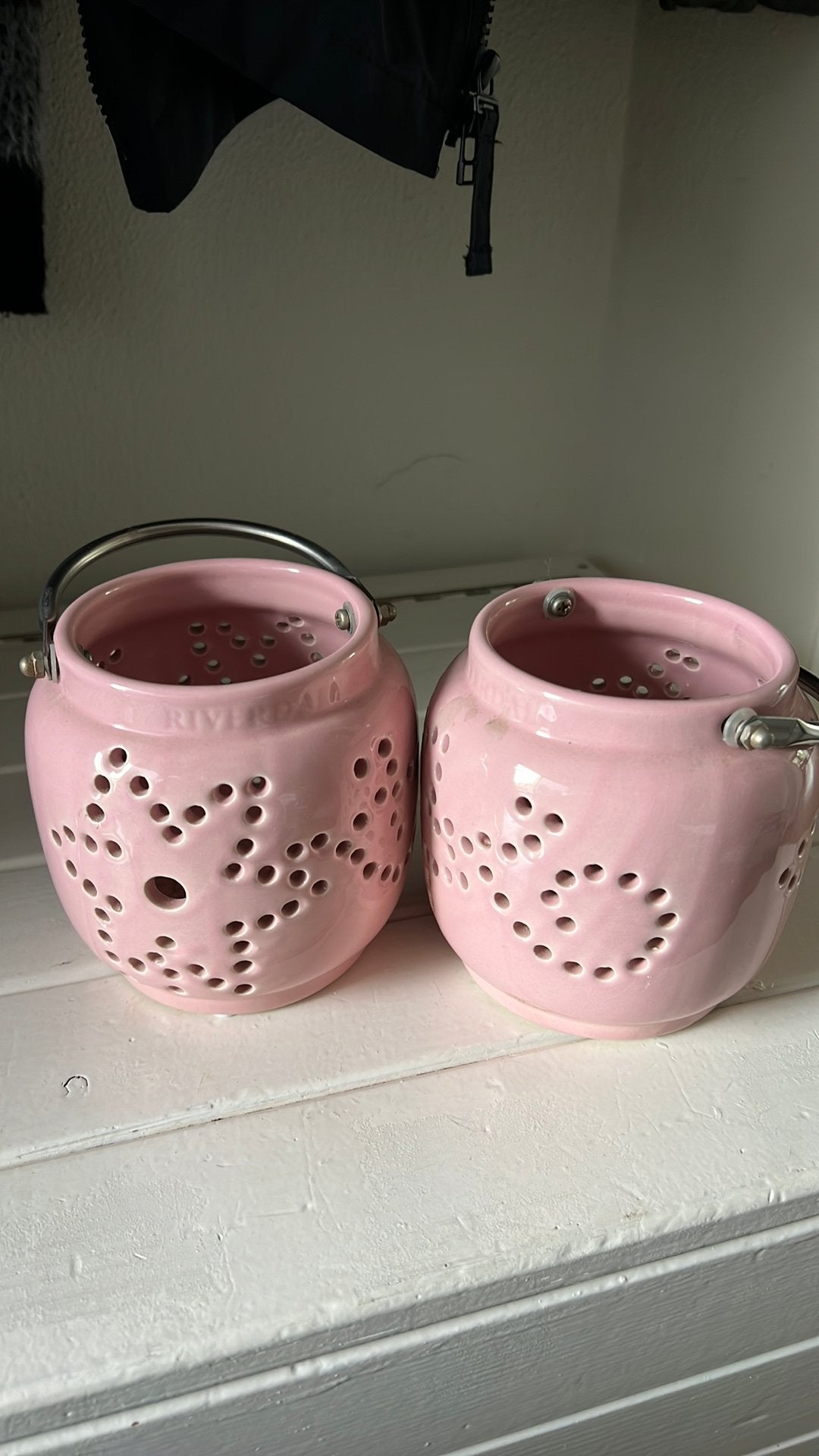 Oud roze waxine houders, Ophalen, Gebruikt, Overige materialen