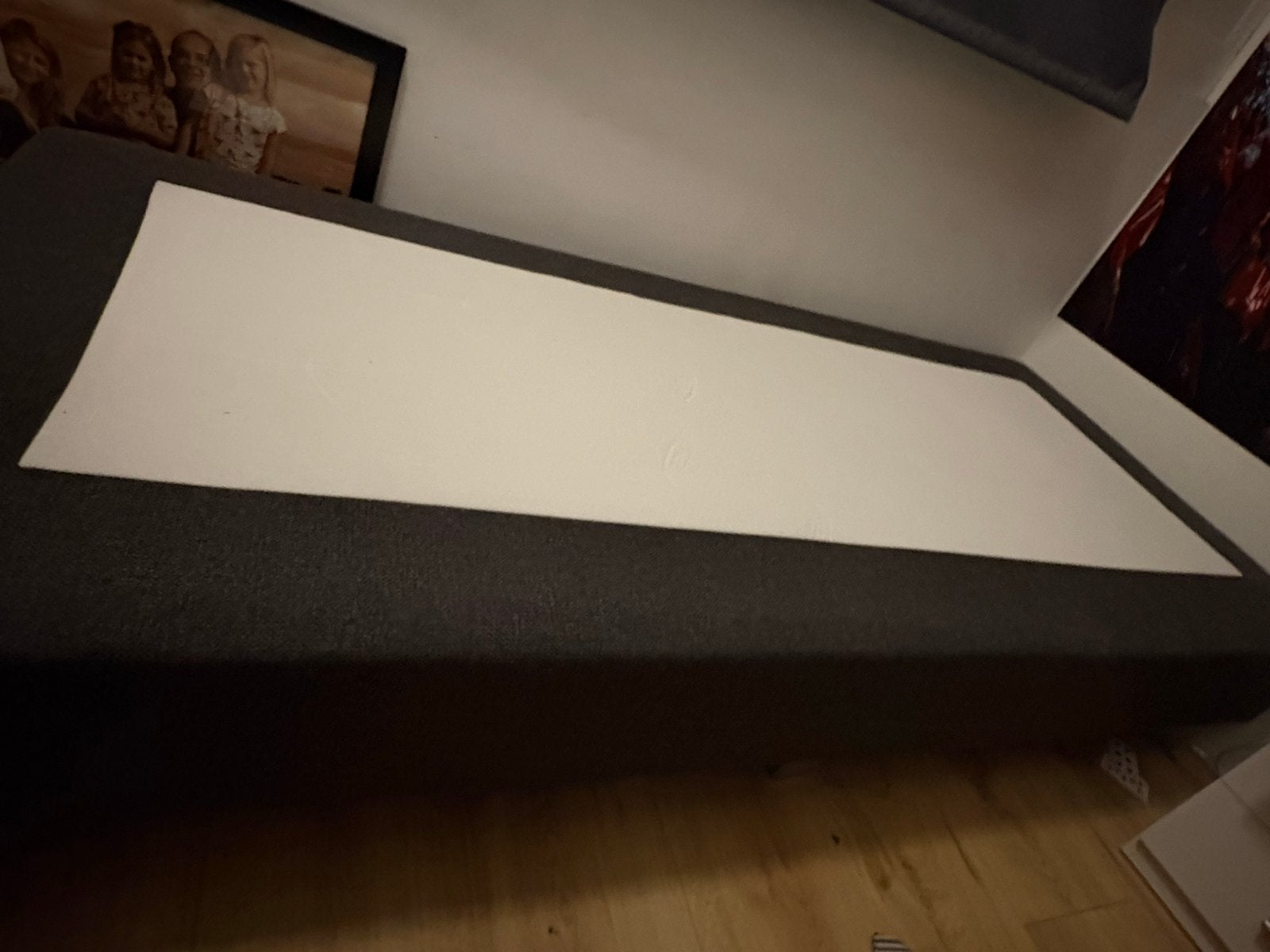 Eenpersoons boxspring bed - Grijs, Huis en Inrichting, Slaapkamer | Bedden, Gebruikt, 90 cm, Eenpersoons, Ophalen of Verzenden
