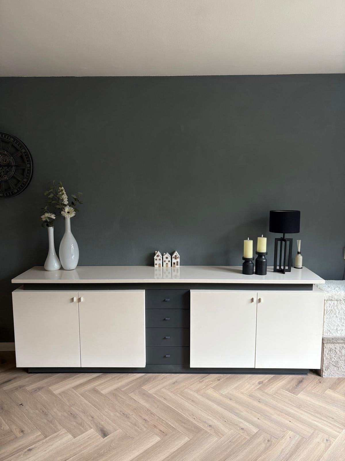 Modern dressoir met lades en deuren, Ophalen, Overige materialen, Gebruikt, 200 cm of meer