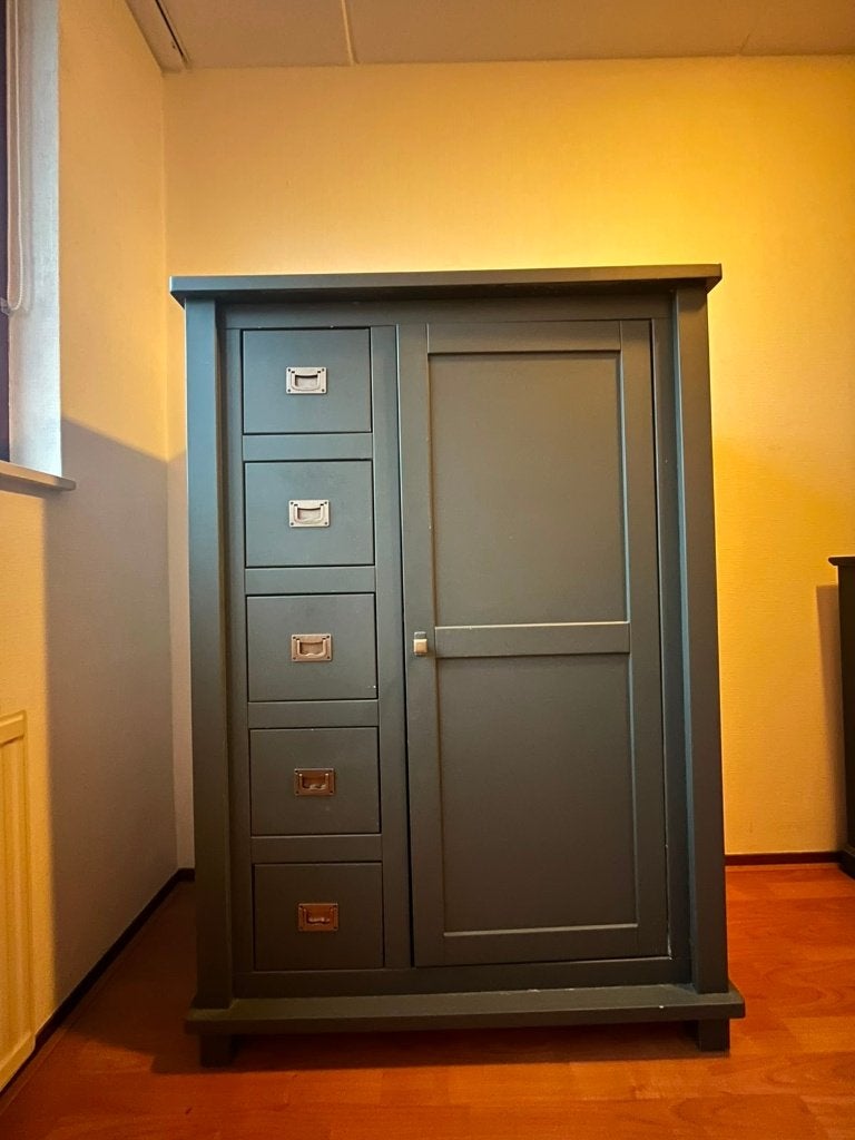 Kast kinderkamer (blauw/grijs), Kinderen en Baby's, Kinderkamer | Commodes en Kasten, Gebruikt, Kast, 105 cm of meer, 100 cm of meer