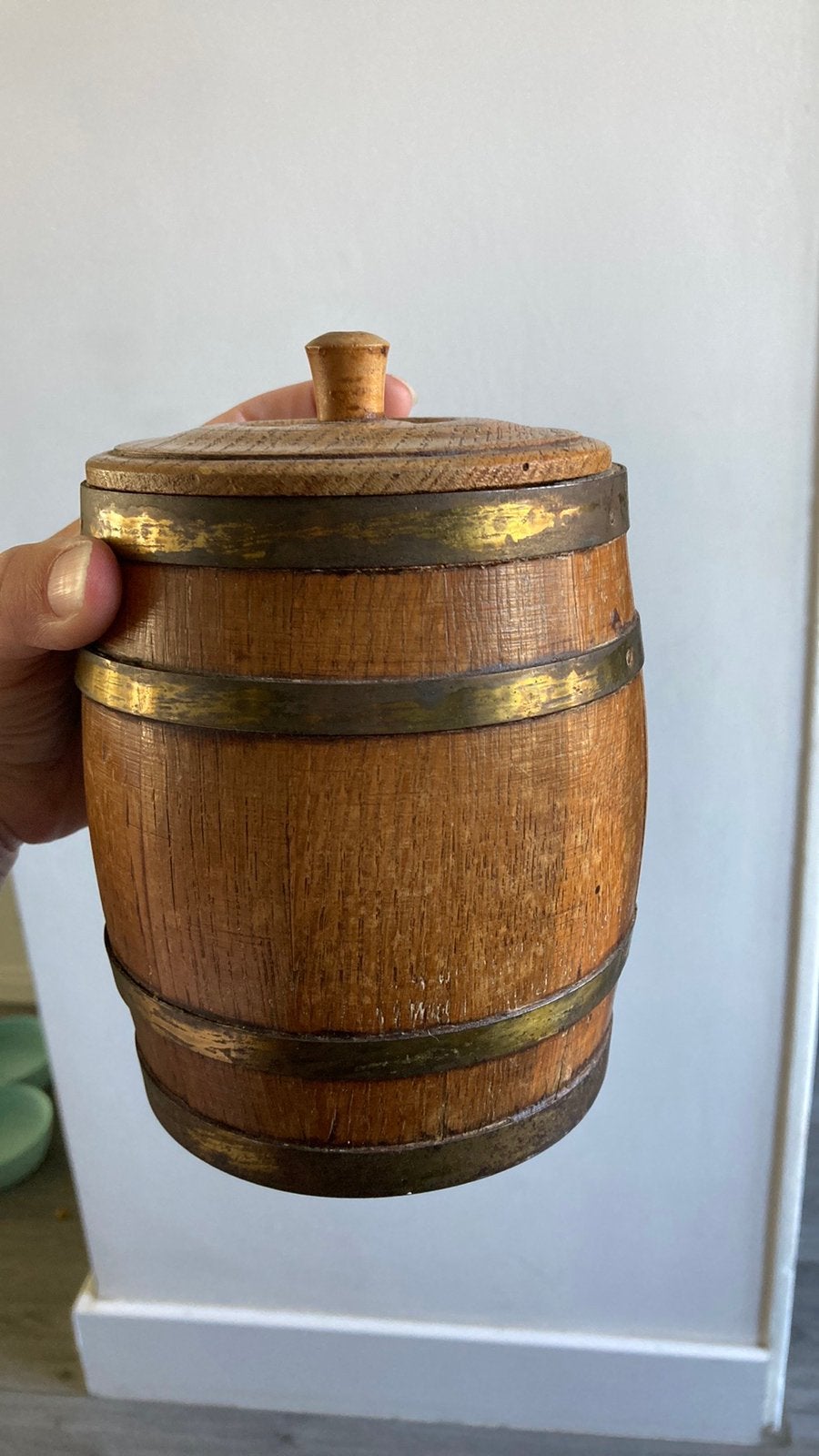 Mooie ronde eiken sigarenhouder, Ophalen of Verzenden, Gebruikt