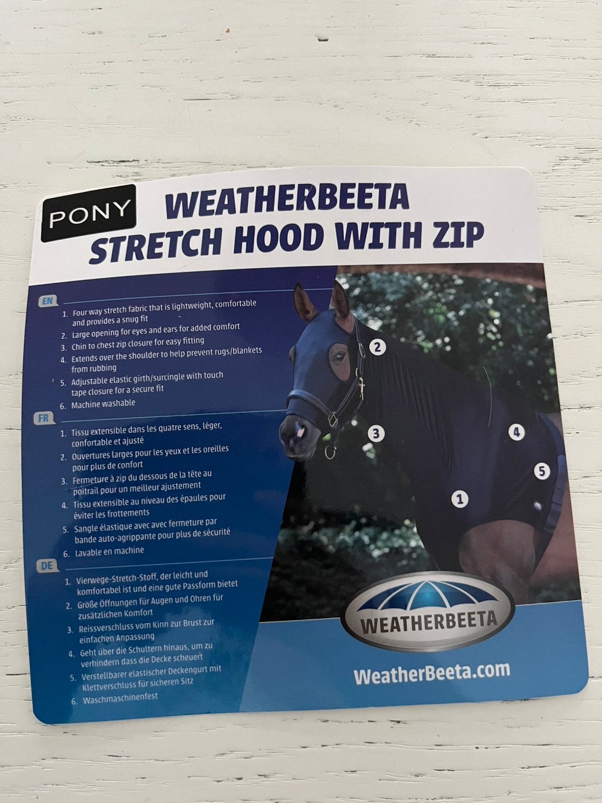 Stretch Hood With Zip Weatherbeeta navy pony, Dieren en Toebehoren, Ophalen of Verzenden, Nieuw