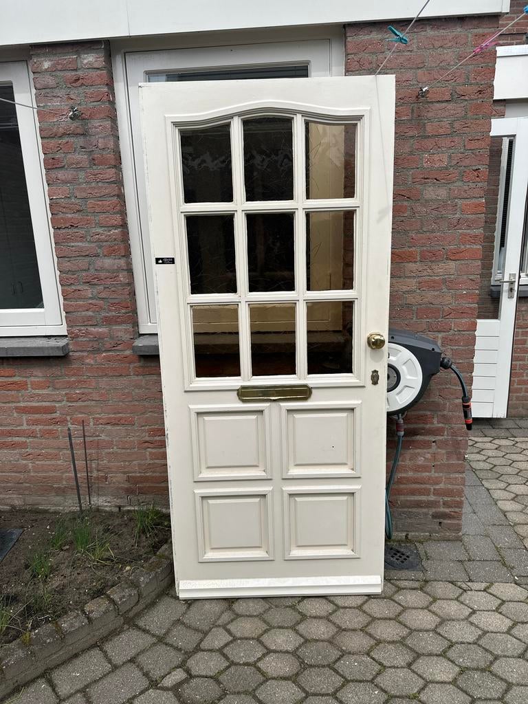 Witte Buitendeur met Glas en Brievenbus, Gebruikt, 80 tot 100 cm, Ophalen of Verzenden, Buitendeur