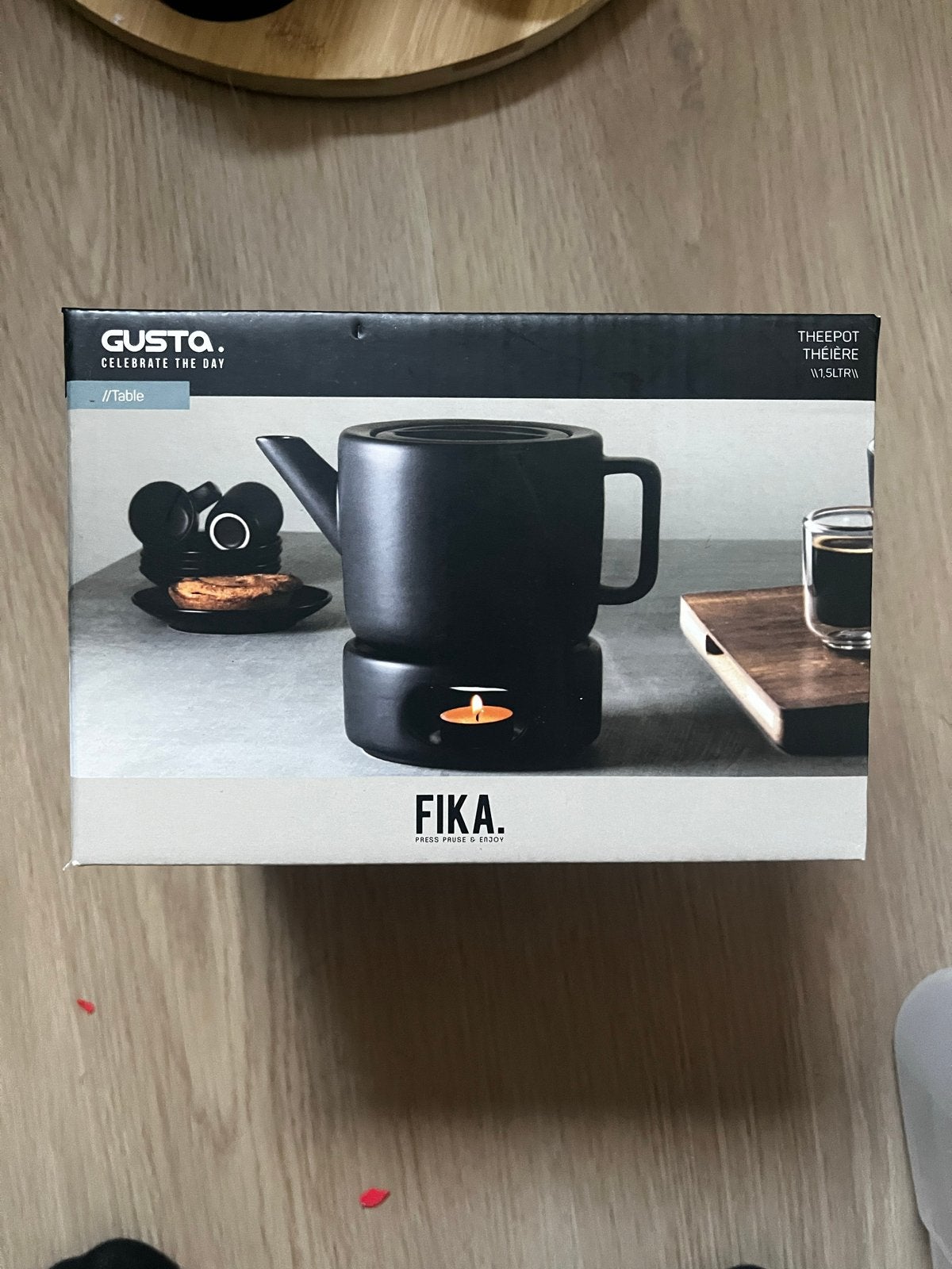 Gusta Theepot met theelichtje - Zwart - 1.5L, Nieuw, Gusta, Zwart, Ophalen