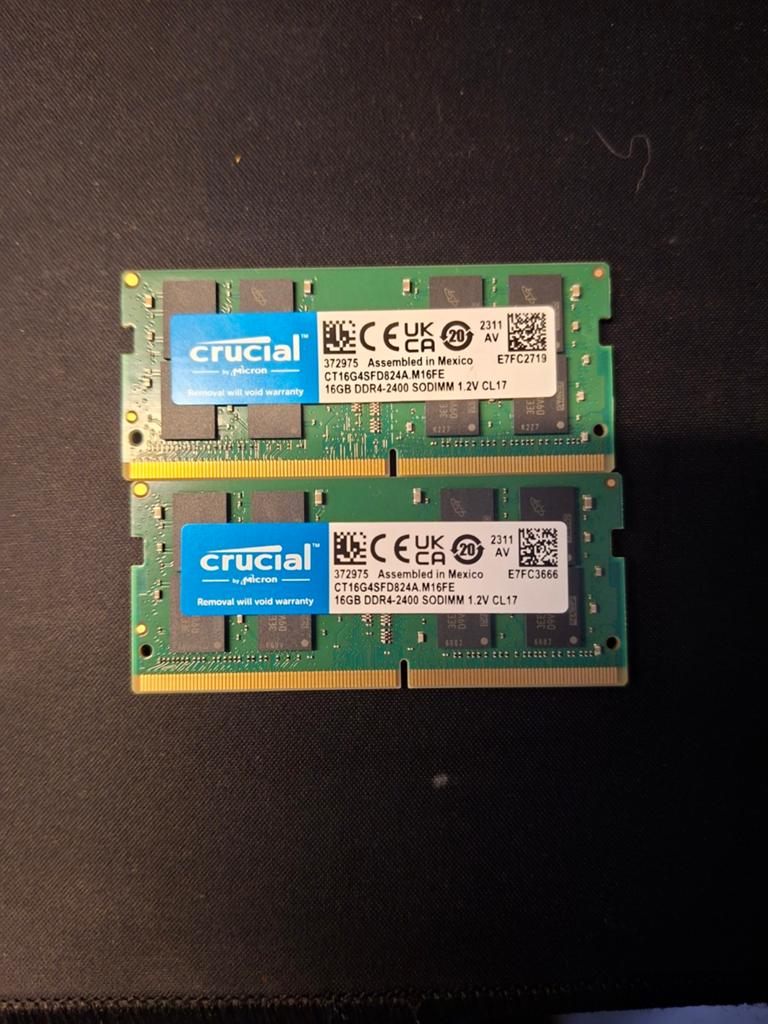 2x 16GB DDR4-2400 SODIMM RAM voor Laptop, Computers en Software, RAM geheugen, Gebruikt, 32 GB, DDR4, Ophalen of Verzenden
