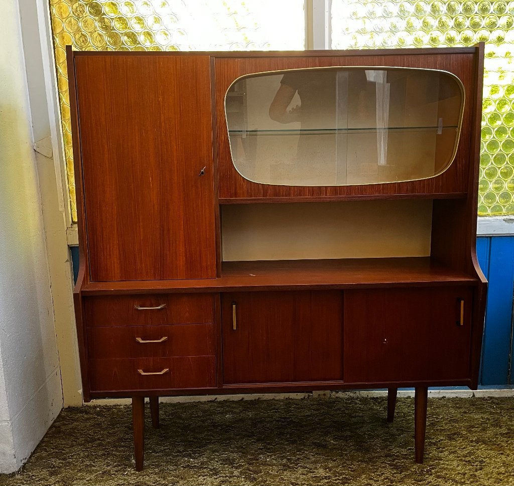 Vintage highboard kast, Huis en Inrichting, Kasten | Wandmeubels, Ophalen, Gebruikt, Met deur(en), 100 tot 150 cm