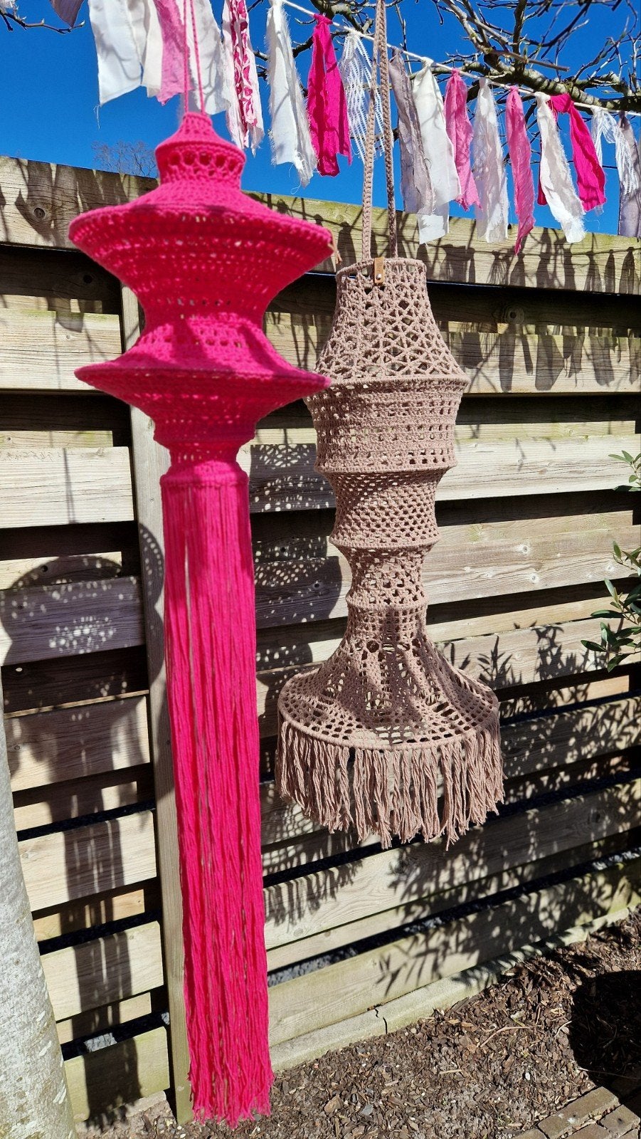 handgehaakte lampion, Boho, Nieuw, Roze, Ophalen of Verzenden