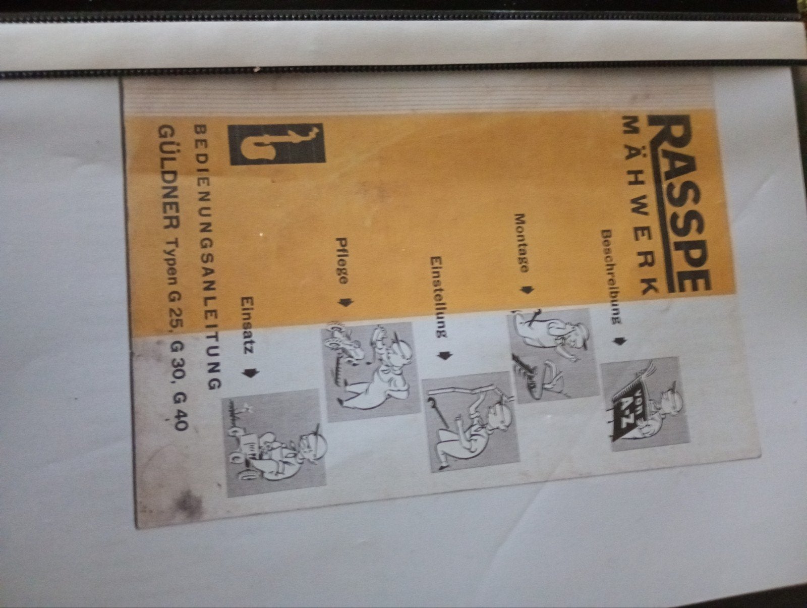 Handleiding RASSPE Mähwerk GÜLDNER G25, G30, G40, Boeken, Ophalen of Verzenden, Gelezen, Overige merken, RASSPE