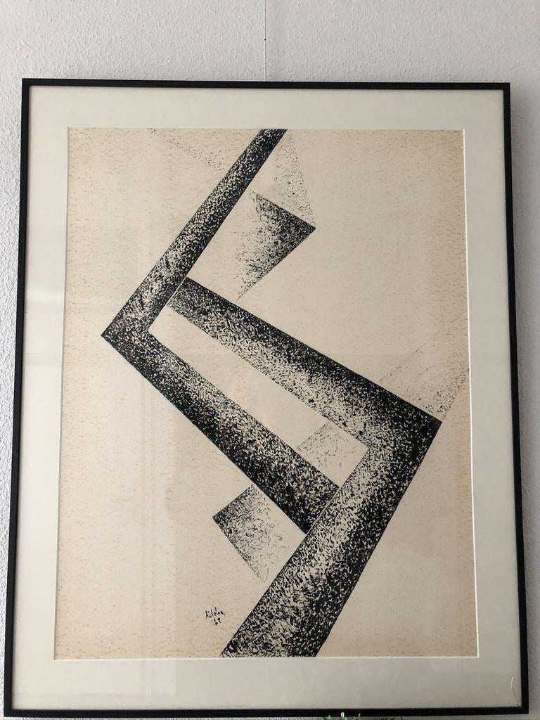 Toon Kelder grafiek abstracte compositie, Antiek en Kunst, Ophalen