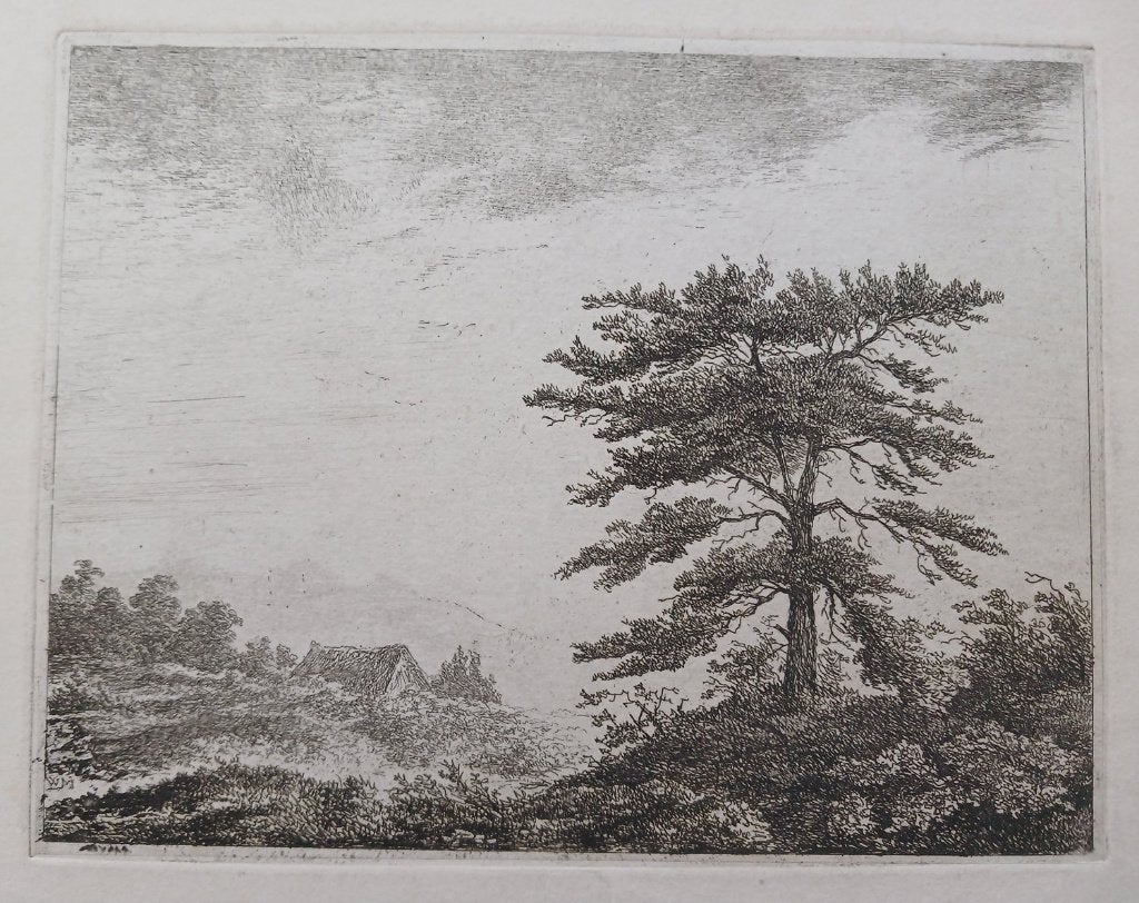 ets Christiaan Wilhelmus Moorrees Boom in een heidelandschap, 1800 - 1899, Blanco verso, Landschap, Verzenden