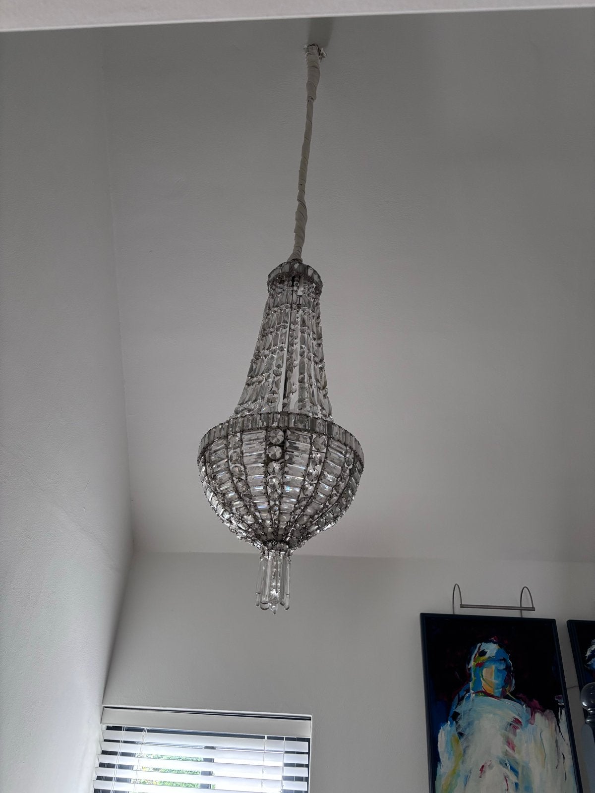 Antieke kristallen hanglamp - Sac de perle model, Antiek en Kunst, Antiek | Lampen, Ophalen