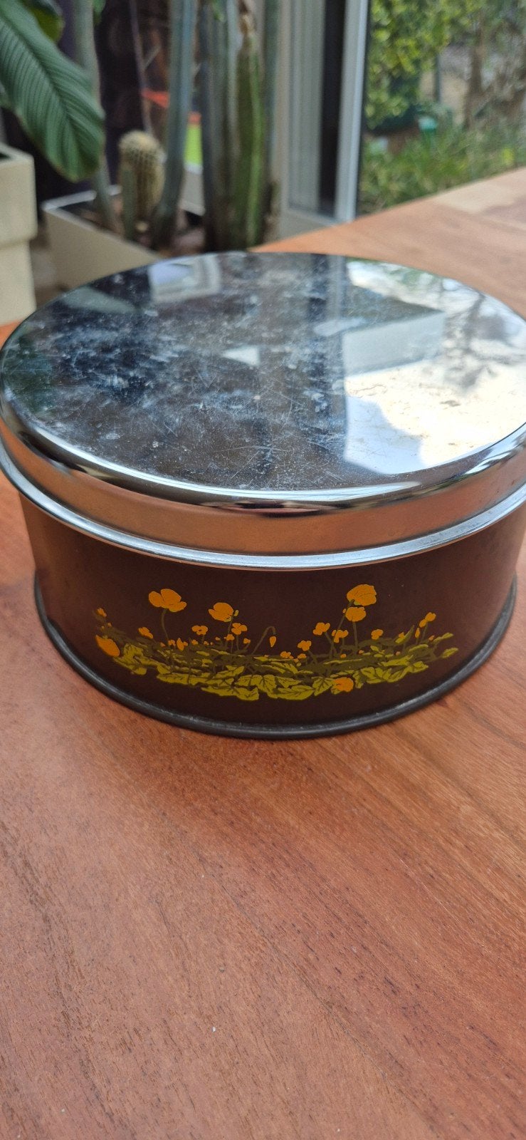 Vintage Blikken Koektrommel met Bloemmotief, Ophalen of Verzenden
