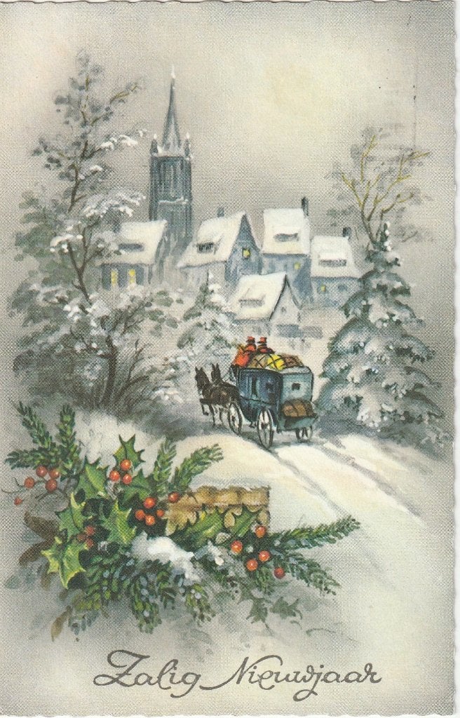 KERST POSTKOETS SNEEUW UIT 1963 ZEER MOOI OUDE KAART KN661, Verzenden, 1960 tot 1980, Gelopen, Overige thema's